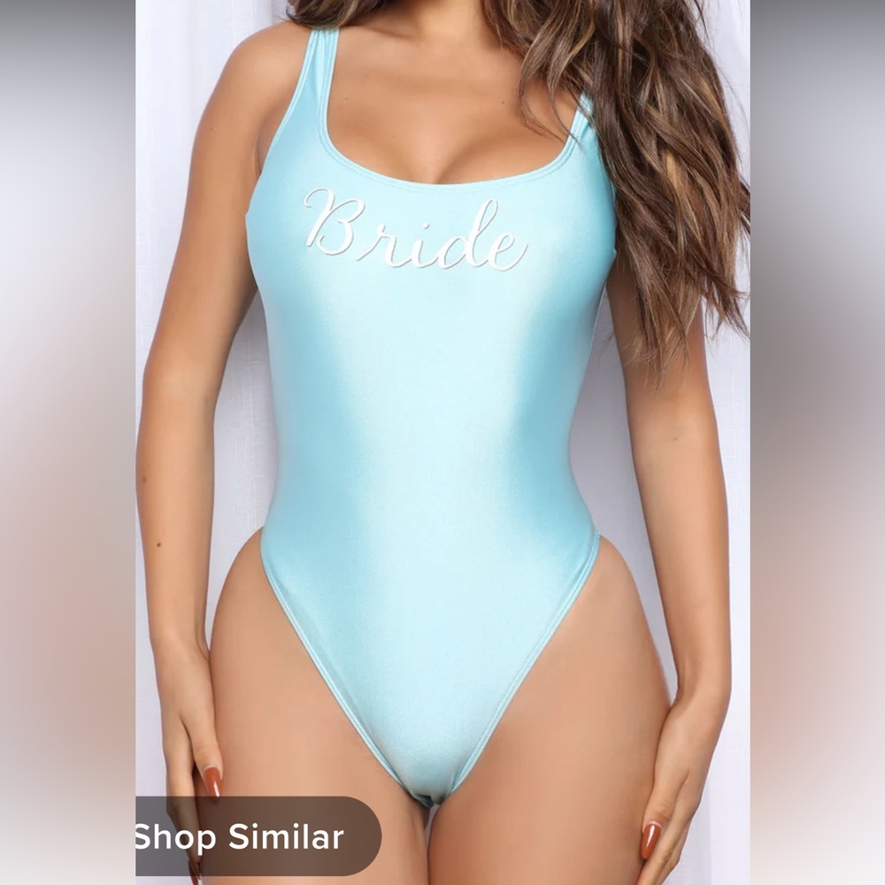 Baby Blue “Bride” bathing suit